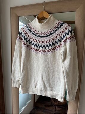 L.L. Bean Cream Fair Isle Sweater